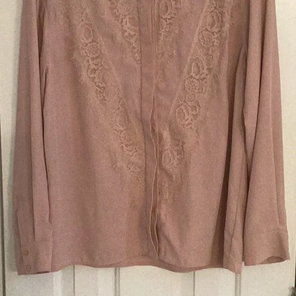 NWOT Topshop Blush Blouse w/ Chantilly Lace Front - Picture 3 of 9